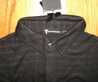 Alexander Wang Black Striped Button Up Short Sleeve Polo Shirt Sz M 