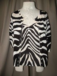 ALESSANDRO DELLACQUA Brown & Ivory Zebra Sweater Set NEW w/tags