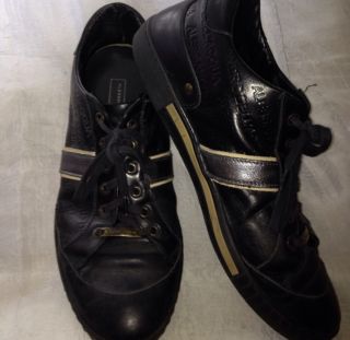 Alessandro DellAcqua Italian Mens Black Shoes with Gold Trim Size 11 