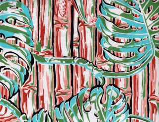 Quilt Quilting Fabric Alfred Shaheen Hawaiian Prints Monstera Bamboo 