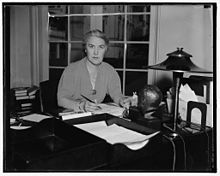 Marguerite Alice Missy LeHand at her desk in the White House, c 