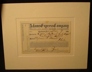 July 7 1863 Gettysburg Corpse Freight Receipt Adams Express Company 