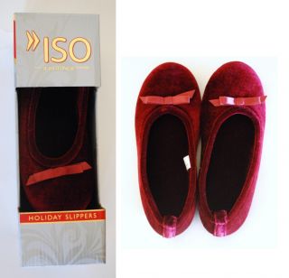 Isotoner Ballet Style Slippers Microterry s 5 6 M 6 5 7 5 L 8 9 Red 