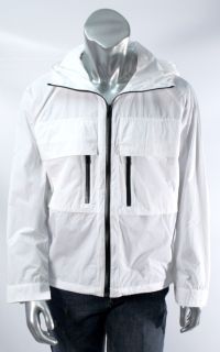 Michael Kors White Mens Hooded Zip Front Jacket Sz M L XL XXL