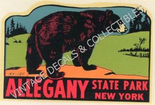 Vintage Allegany State Park New York Bear Souvenir Travel Decal 