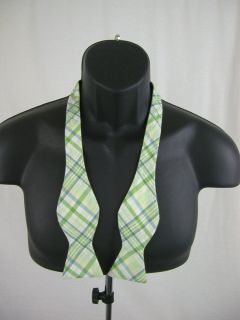 Brooks Brothers 100 Cotton Plaid Free Style Bow Tie Mint