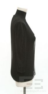 Alexander McQueen Black Wool Silk Mesh Overlay Long Sleeve Top Size M 