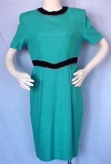 Vintage 1970s Lilli Ann Turquoise Career Dress Size 12
