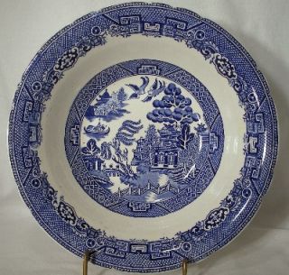 ALLERTONS china BLUE WILLOW Round Serving Bowl scallop   Crazed