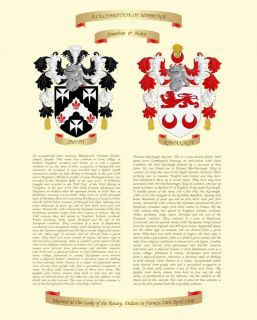 Family Crest Coat of Arms A Celebration of Marriage Print with 