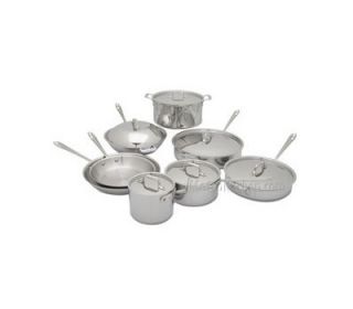 All Clad Tri Ply Stainless Steel 14 Piece Cookware Set 401716 New 