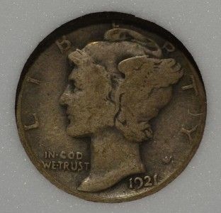 1921 Mercury Dime 10 Cents Low Mintage 1 230 000 US Coin Free Shipping 