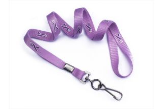 Lot of 100 Purple Ribbon Lanyards with Hook Cancer Add 911 Alzheimers 