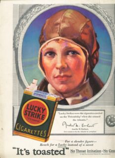 1929 Lucky Strike Cigarette Amelia Earhart Fly Tobacco
