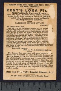1880s Black Ethnic Malaria Cure Kent Loxa Pills Ague Chills Medicine 