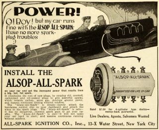 1920 Ad Alsop All Spark Plug Ignition Antique Car Parts Automotive 