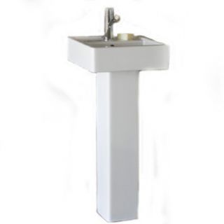   001 White Solutions 16 Pedestal Fire Clay Square Bathroom Sink
