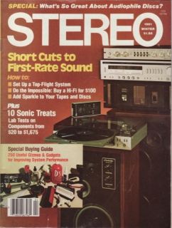 Stereo Magazine Winter 1981 Threshold Stasis 3 Kenwood kr 770  aiwa 