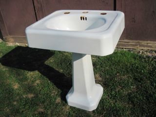 Antique Vintage American Standard Pedestal Sink Cast Iron Porcelain 