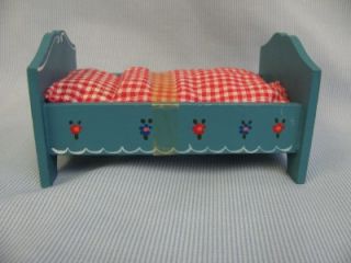 Old Blue Youth Bed c1960 Hand Painted 1 1 Wooden Kuhn w Germany 