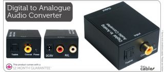 Digital Coaxial or Optical to 2 RCA Analogue Audio Converter