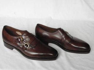 Edward Green ANCEL Dark Oak Calf Leather Double Buckle Monk Shoes UK 8 