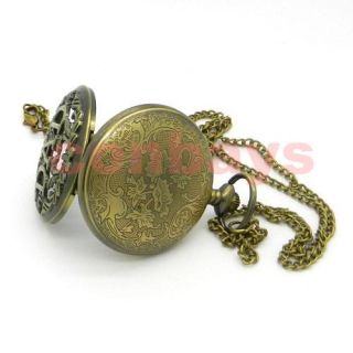   Necklace Quartz Hollow Pocket Watch Bronze Men Pappy Father Gift P05