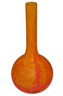 André Delatte Art Deco Period Mottled Orange Glass Vase