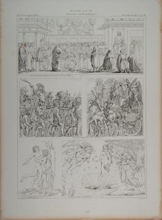 1870 Lithograph Italian Painting Julius Caesar Venus Botticelli 