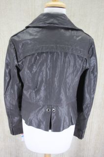 Womens Andrew Marc New York Kendra Slate Grey Leather Jacket Medium $ 