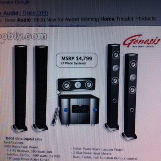 Genesis Media Labs G 608 Surround Sound System, Receiver w/10 Woofer 