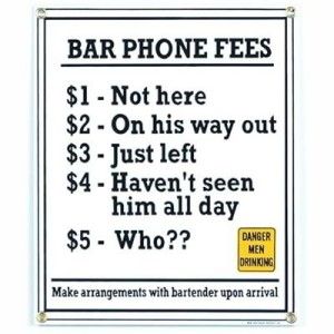 bar phone fees sign