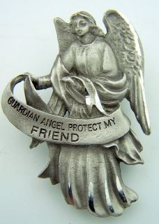    Angel Protect My Friend Genuine Pewter Protection Auto Visor Clip