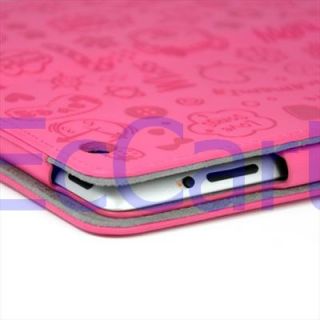 Apple iPad 2 Super Lovely and Cute Smart Cover Pink Leather Case with 