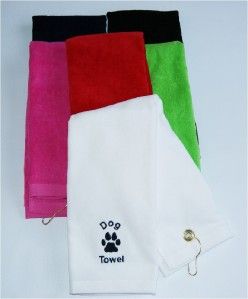 dog animal towel grommet hook embroidered paw print
