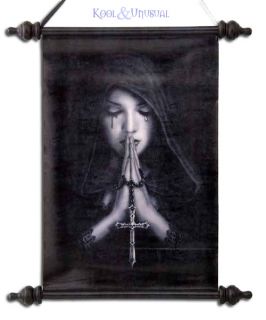 Anne Stokes Wall Art Scroll: Gothic Prayer Tearful Goth Girl with 