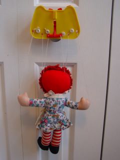 Vintage Knickerbocker Raggedy Ann Push Button Marionette Puppet Doll 
