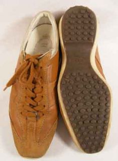 Tods Leather and Suede Brown Laced Driving Flats Size 5 5 Womens 