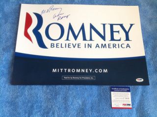 Mitt Romney Ann Romney Dual Signed Campaign Sign PSA DNA P79906 RARE 