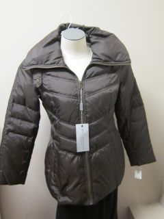 Andrew Marc Petite Medal Puffer Jacket Chocolate Brown
