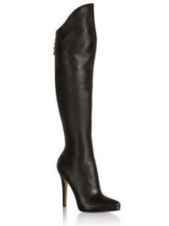 ANNA DELLO RUSSO at H M Knee high Black Leather Boots Size EUR 38 US 7 