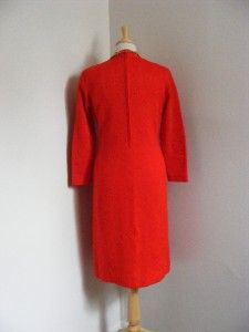 Vtg 60s Anne Fogarty Red Wool Sweater Dress Christmas Holiday Party 