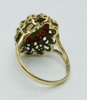 1980s Vintage Victorian Revival Big Statement Gold Opal Garnet Ring 