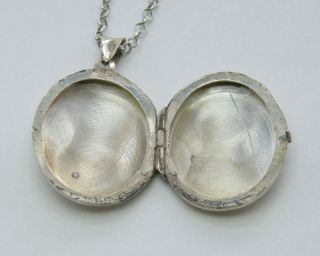 1960s Vintage Victorian Revival Sterling Silver Engraved Locket Chain 