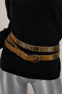 Annette Gortz Germany Double Wrap Brown Leather Belt w Studs s M Italy 