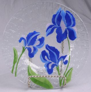 Anne C. Ross Pairpoint Fused Glass Floral & Bird Plates