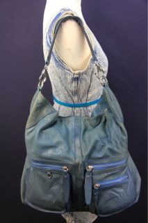Extra Large Faded Blue Gray Andrew Marc Shoulder Bag Purse Used Bolsa 