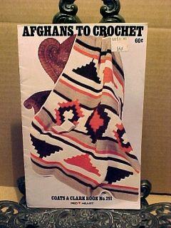 Vintage 1981 INDIAN DESIGN AFGHAN Crochet Pattern Coats Clark