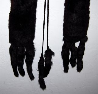 Vintage Black Fox Fur Long Wrap Stole with 8 Fox Tails