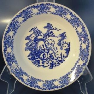 Royal USA Vintage Blue & White Transferware Bowl Windmill D52